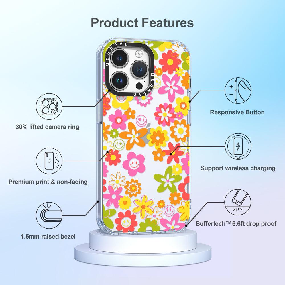 70's Groovy Floral Phone Case - iPhone 14 Pro Max Case - MOSNOVO