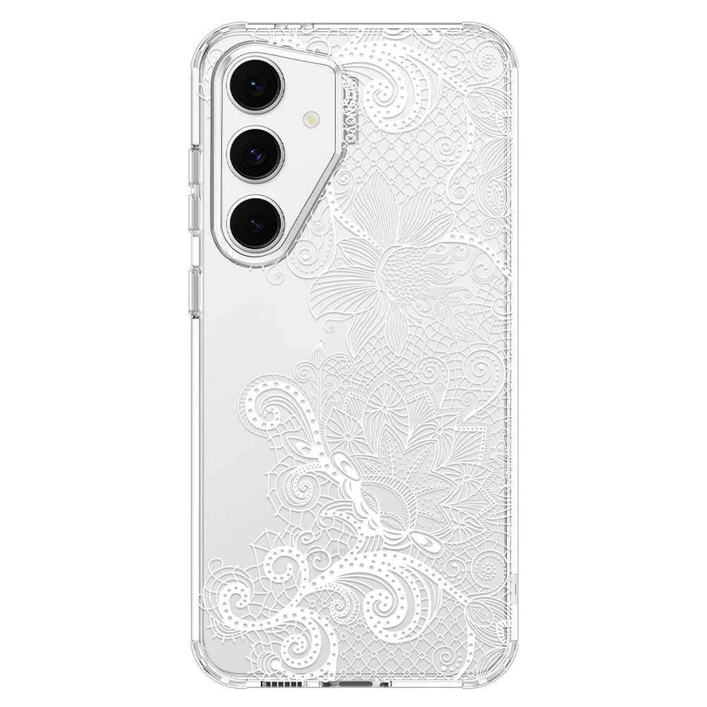 Lacy White Flower Phone Case - Samsung Galaxy S24 FE Case – MOSNOVO