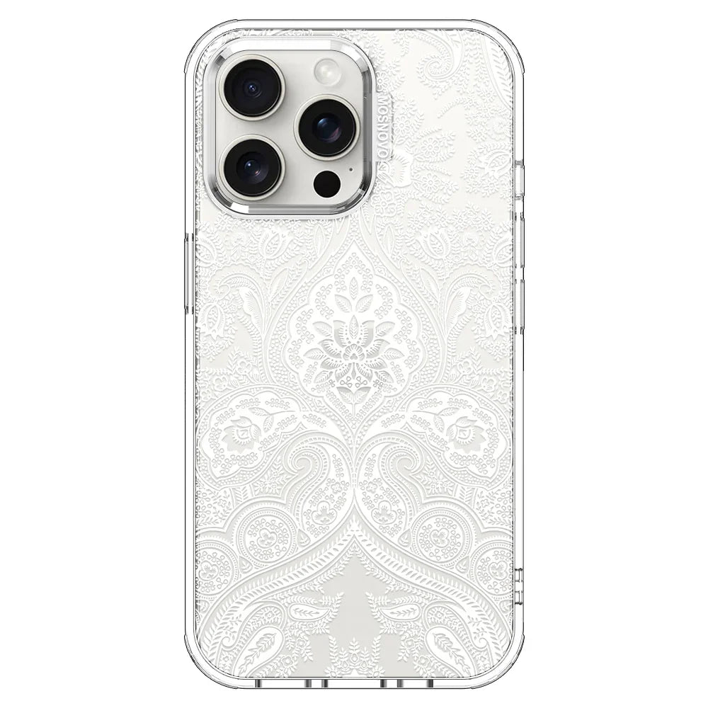 White Damask Phone Case - iPhone 15 Pro Max Case – MOSNOVO