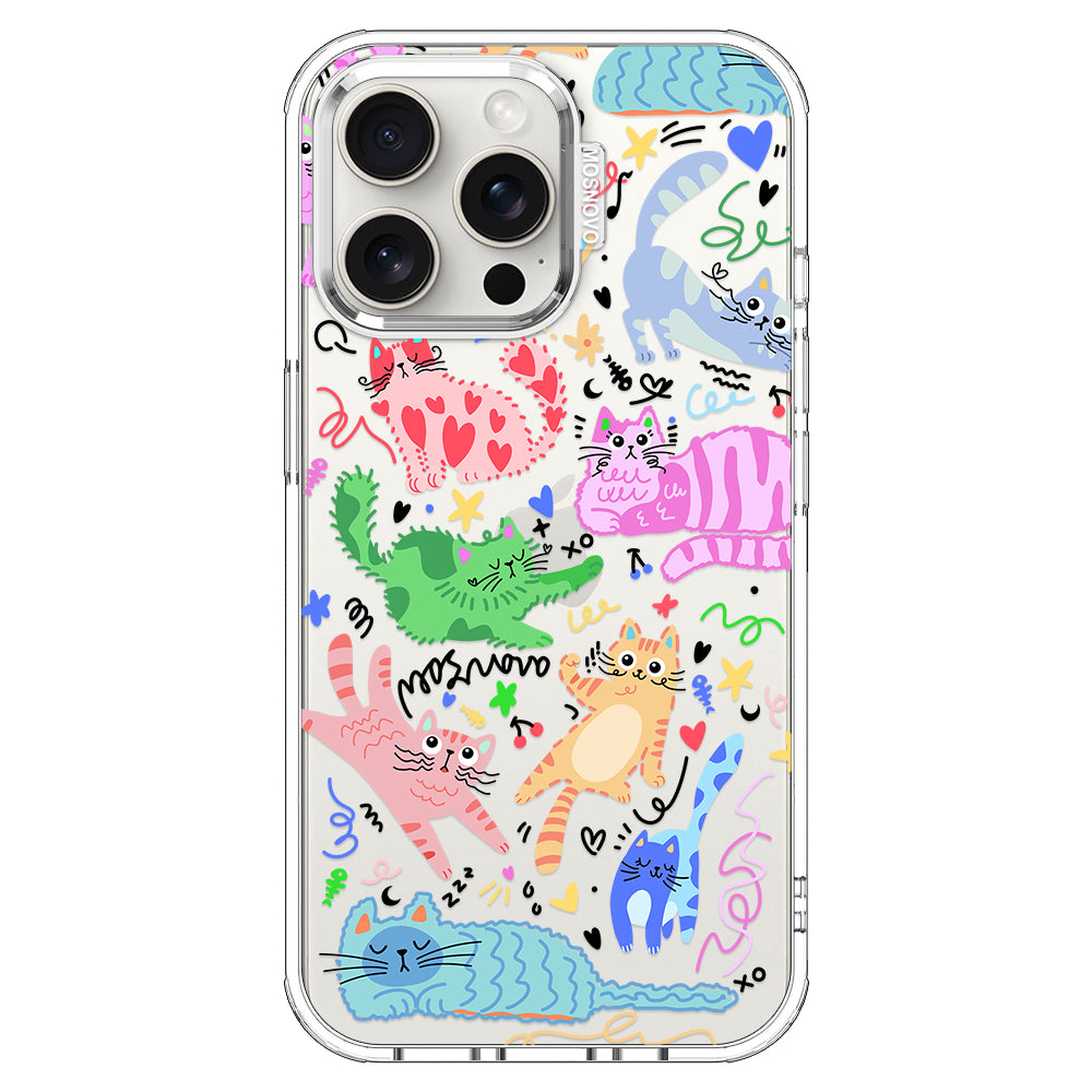 Doodle Cats Phone Case - iPhone 15 Pro Max Case – MOSNOVO