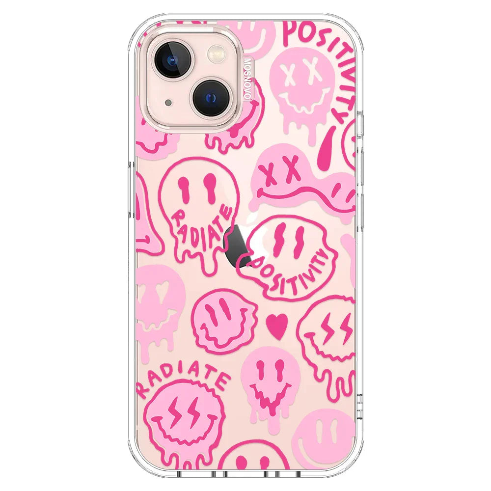 Pink Dripping Smiles Positivity Radiate Face Phone Case iPhone