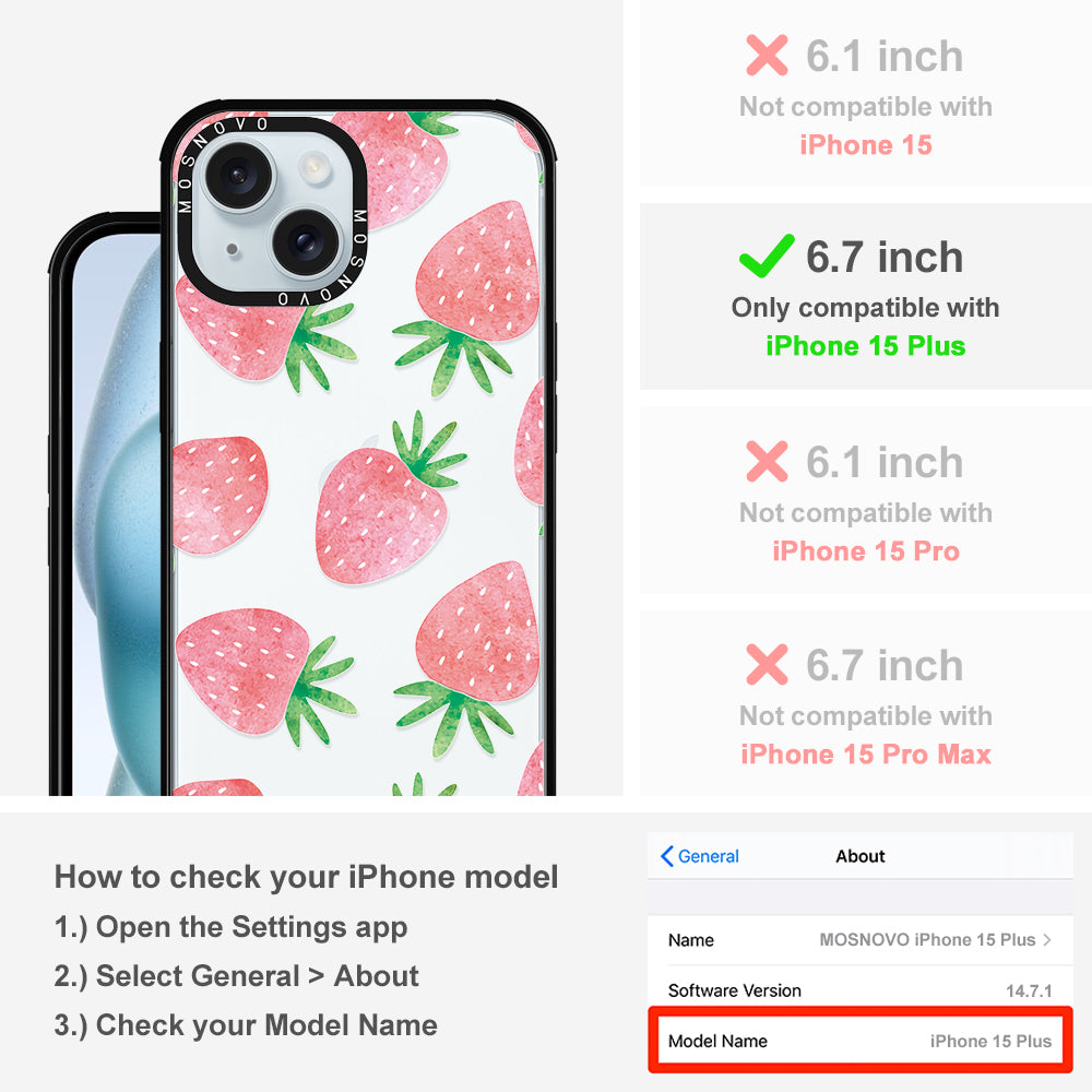 Pastel Strawberry Phone Case - iPhone 15 Plus Case - MOSNOVO