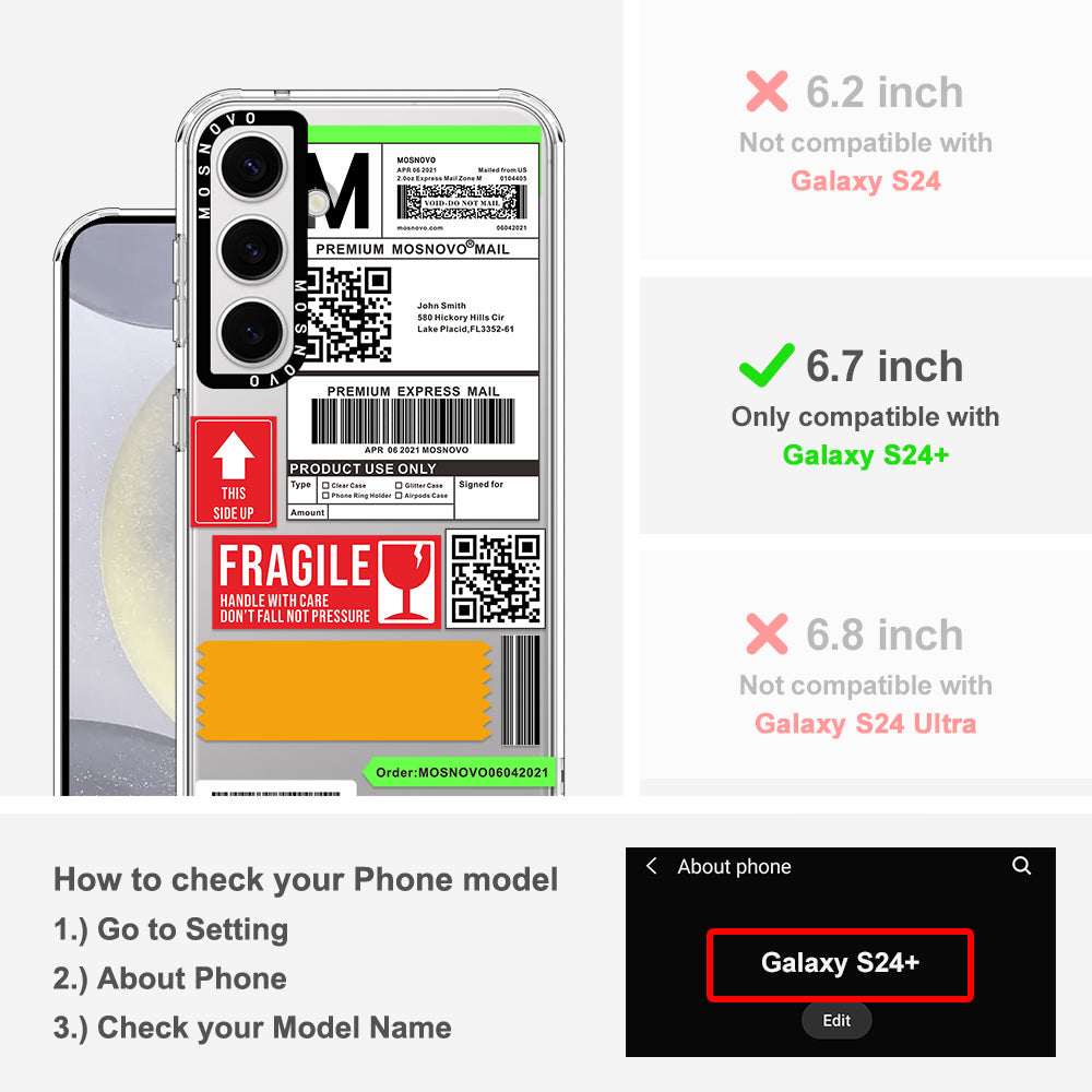 MOSNOVO Mail Label Phone Case - Samsung Galaxy S24 Plus Case - MOSNOVO