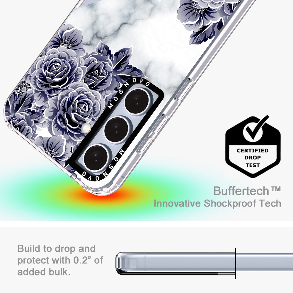 Purple Flower Marble Phone Case - Samsung Galaxy S24 Plus Case - MOSNOVO
