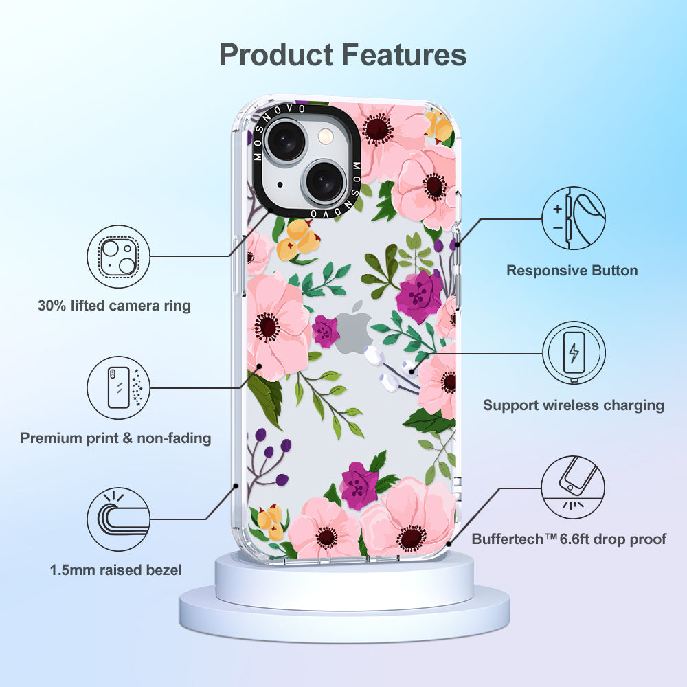 Watercolor Floral Phone Case - iPhone 15 Plus Case - MOSNOVO