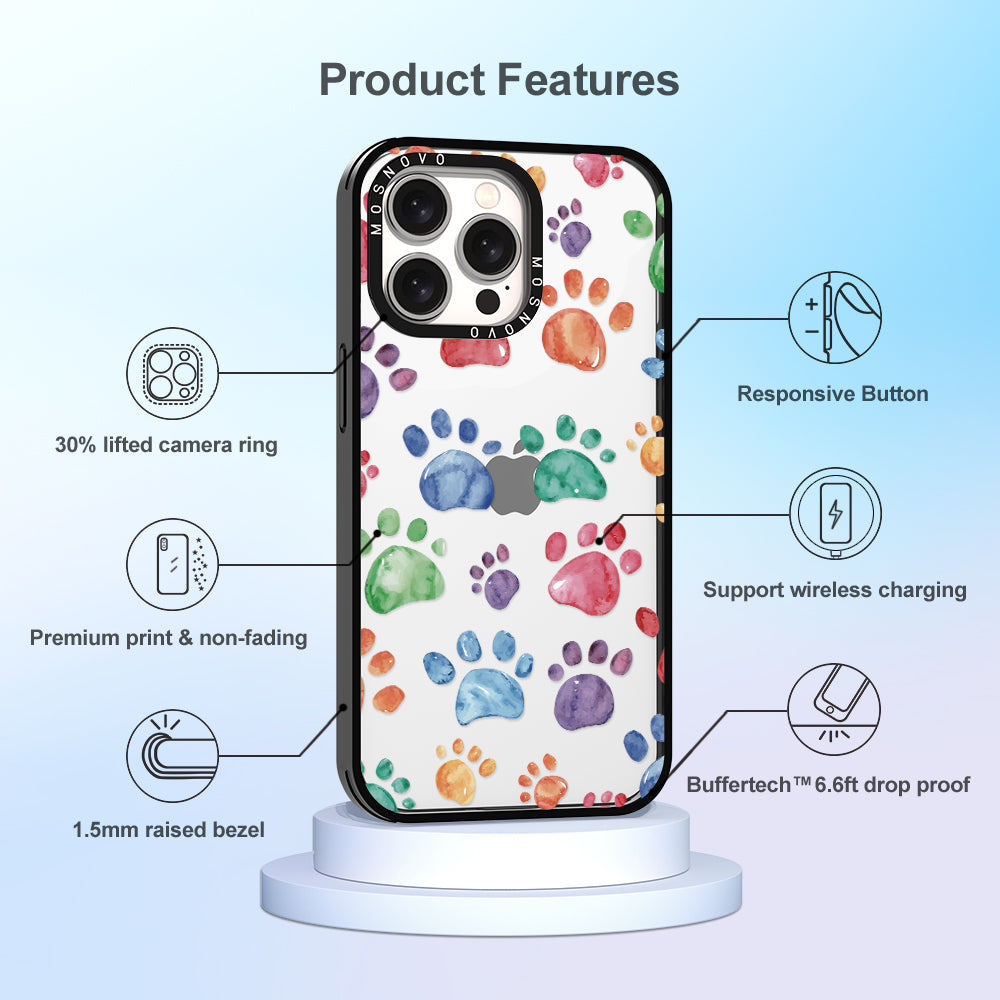 Colorful Paw Phone Case - iPhone 15 Pro Max Case - MOSNOVO