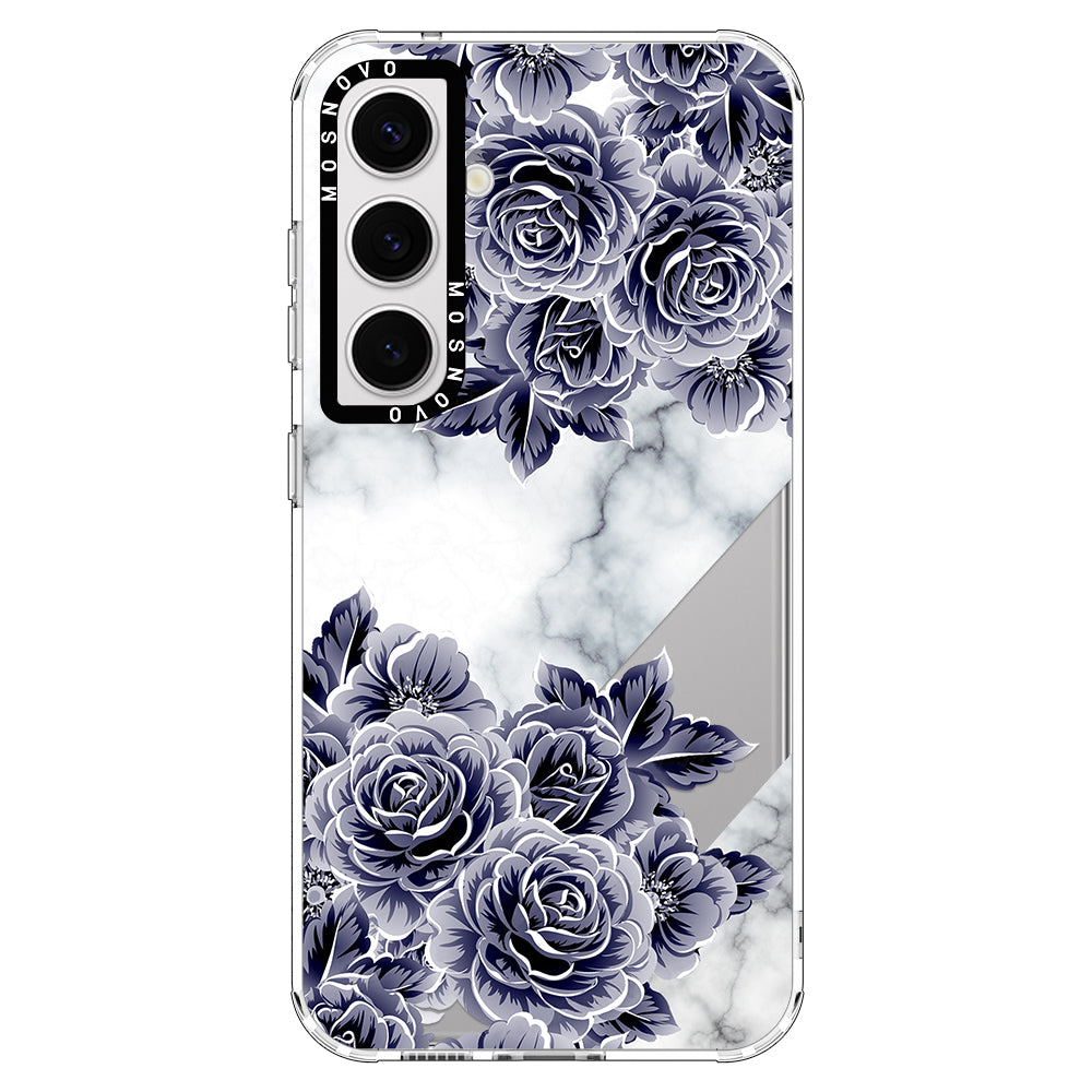 Purple Flower Marble Phone Case - Samsung Galaxy S24 Plus Case - MOSNOVO