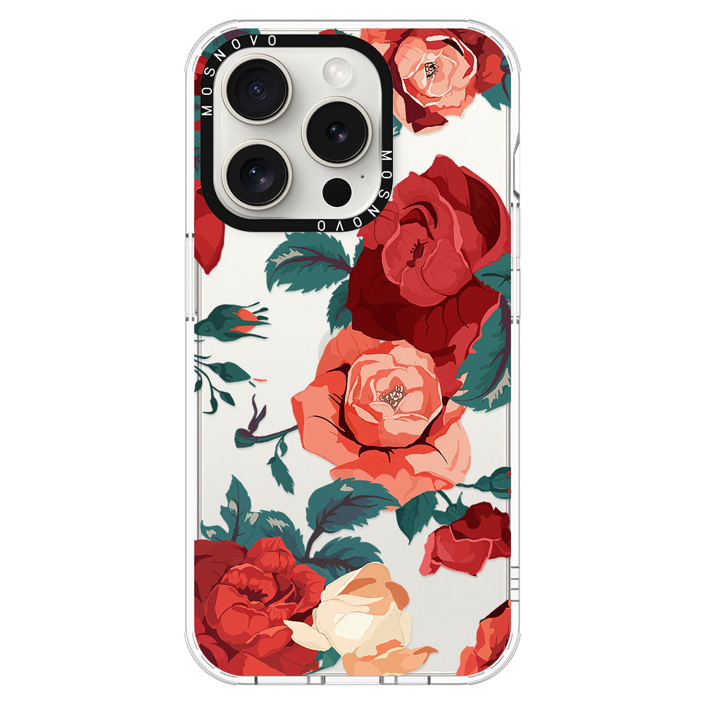Vintage Red Rose Phone Case iPhone 15 Pro Case MOSNOVO