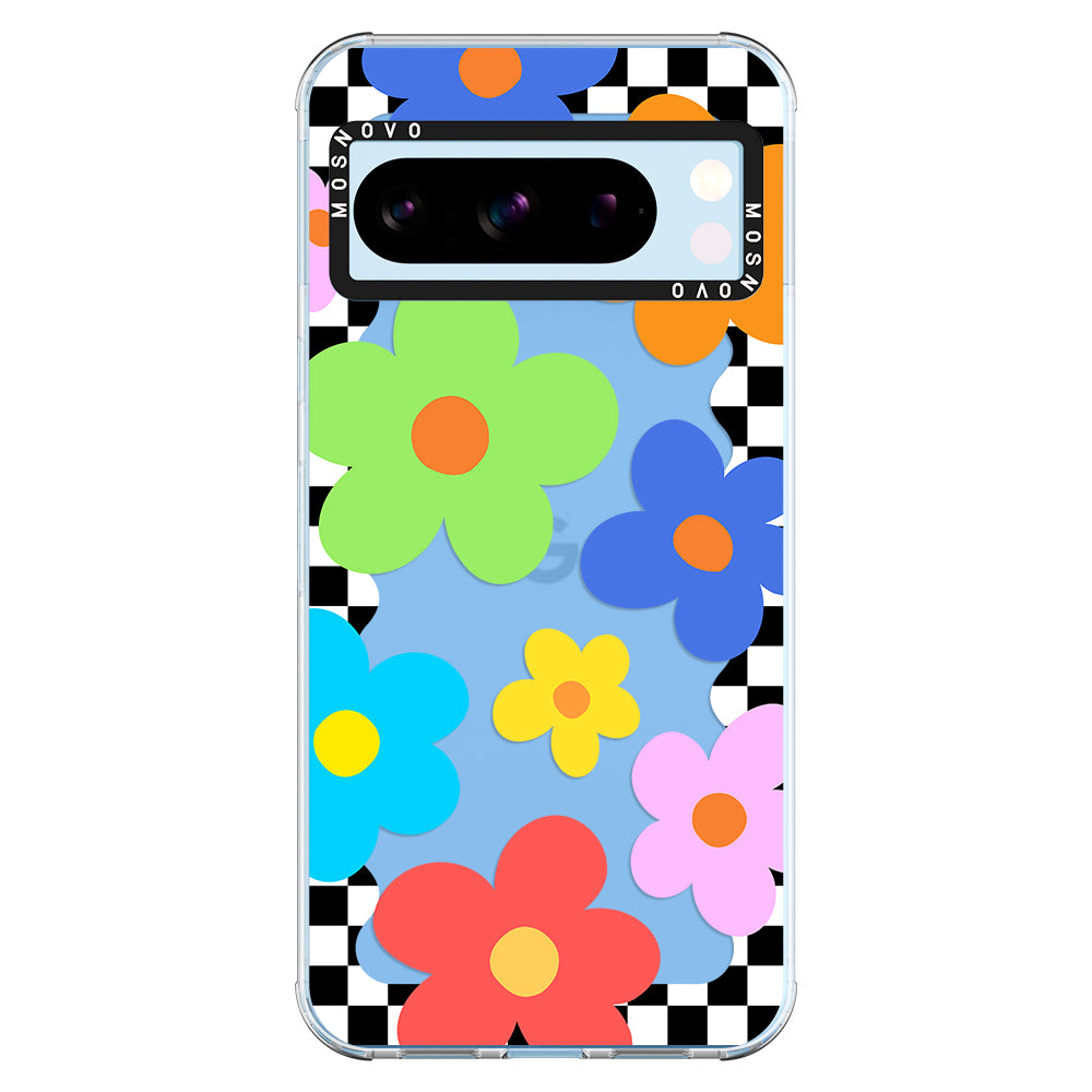 60's Checkered Floral Phone Case - Google Pixel 8 Pro Case - MOSNOVO