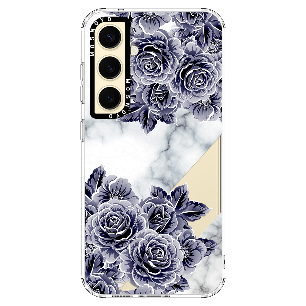 Purple Flower Marble Phone Case - Samsung Galaxy S24 Case - MOSNOVO