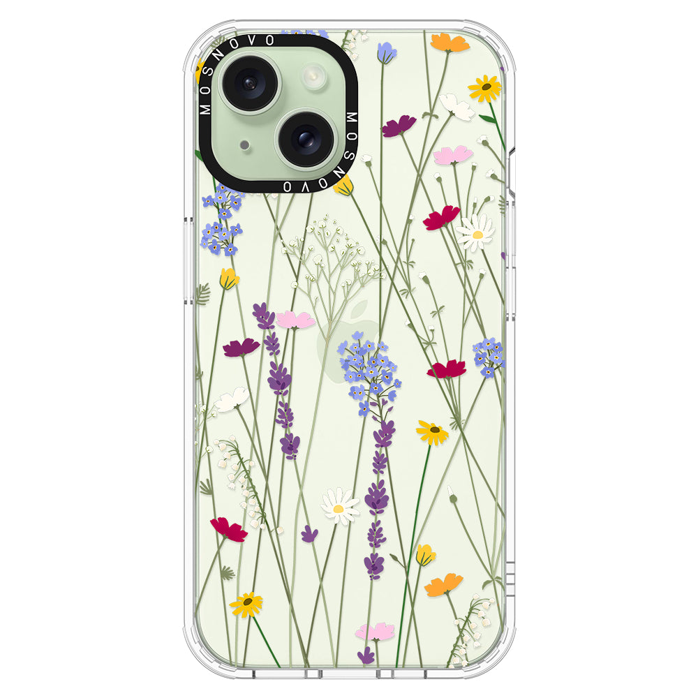 Floral Garden Lavender Daisy Flower Phone Case - iPhone 15 Case - MOSNOVO
