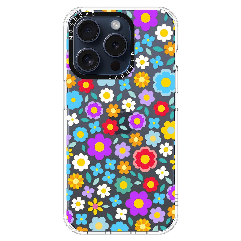 Retro Flower Phone Case iPhone 15 Pro Case MOSNOVO