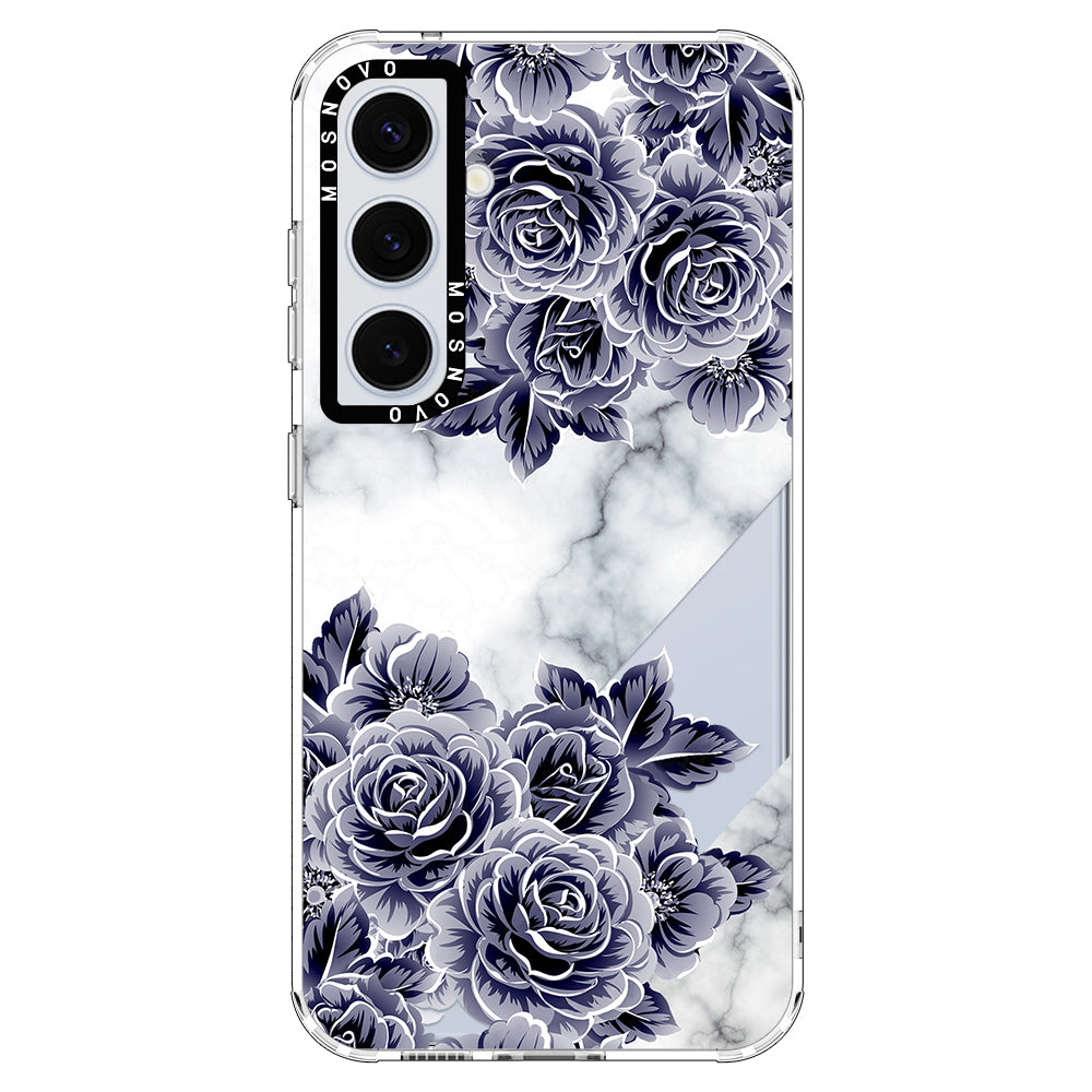 Purple Flower Marble Phone Case - Samsung Galaxy S24 Case - MOSNOVO