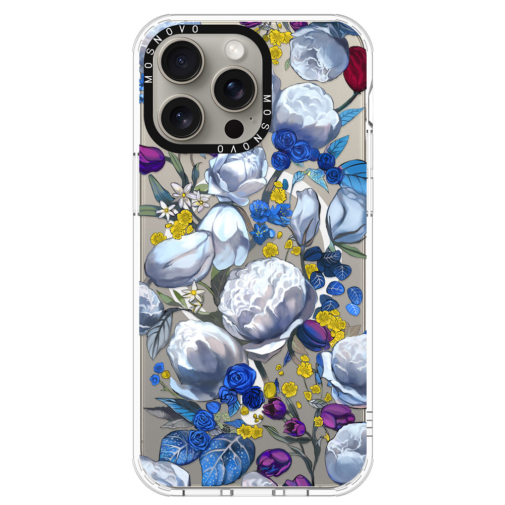 Purple Blue Floral Phone Case - iPhone 15 Pro Max Case - MOSNOVO
