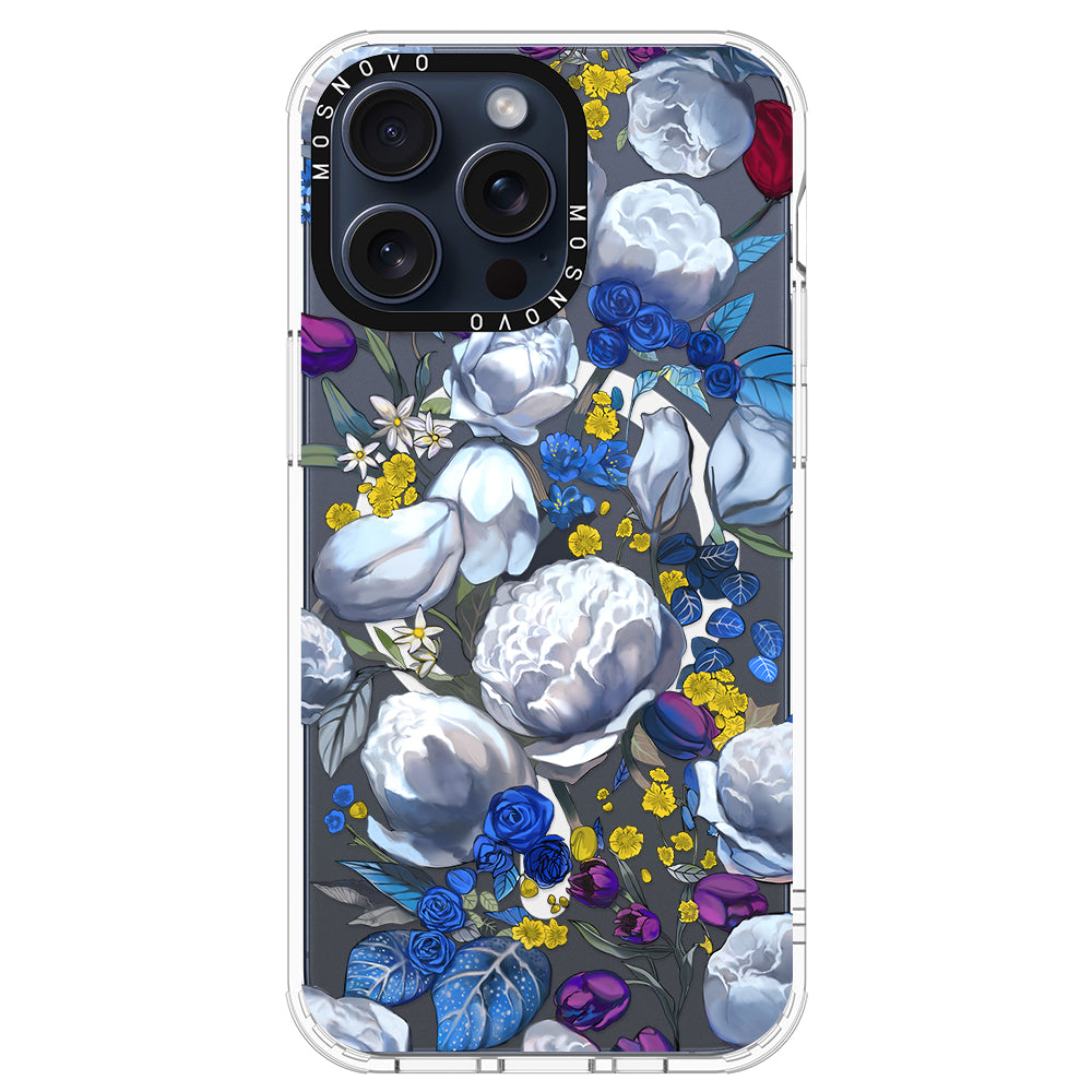 Purple Blue Floral Phone Case - iPhone 15 Pro Max Case - MOSNOVO
