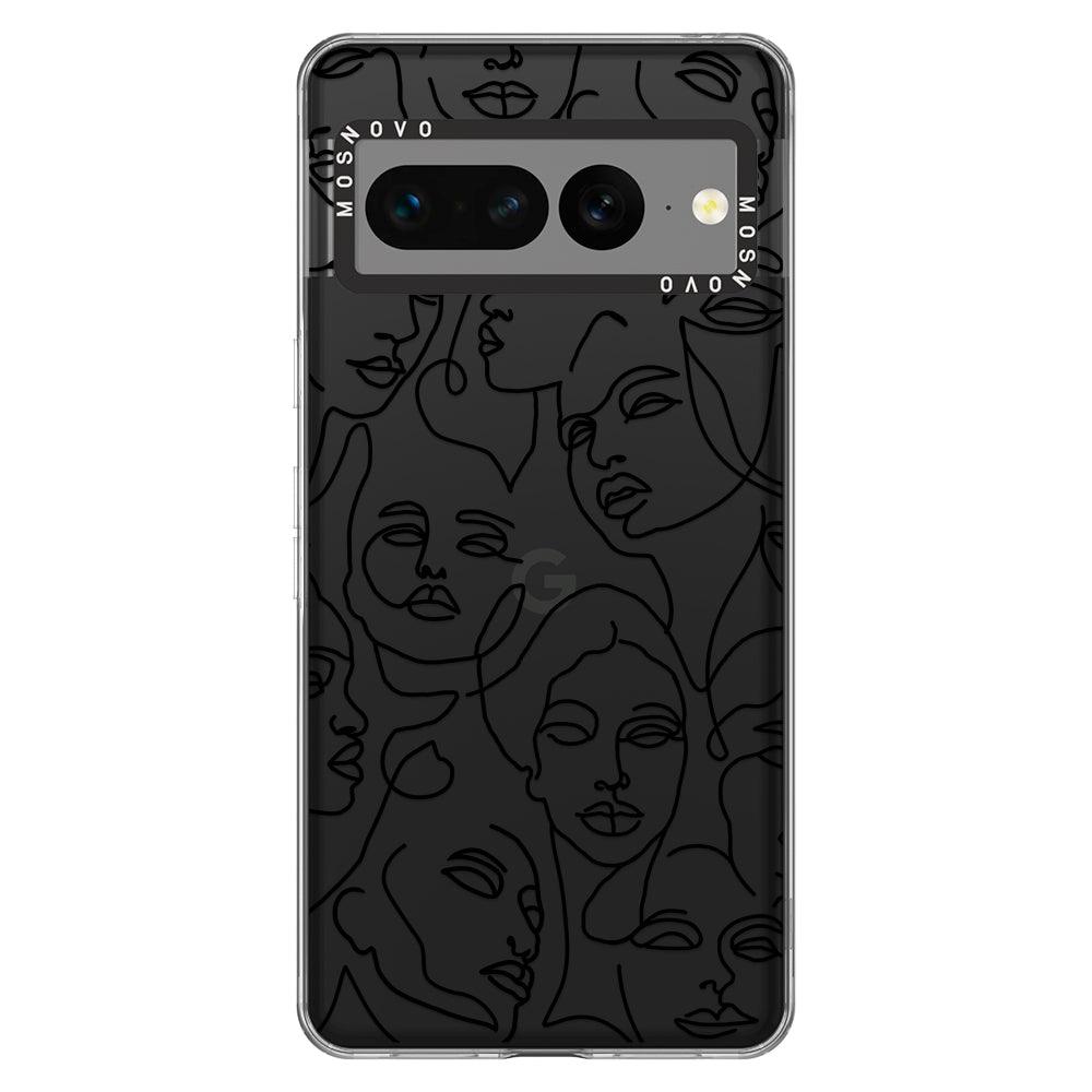 Abstract Face Line Art Phone Case Google Pixel 7 Pro Case MOSNOVO