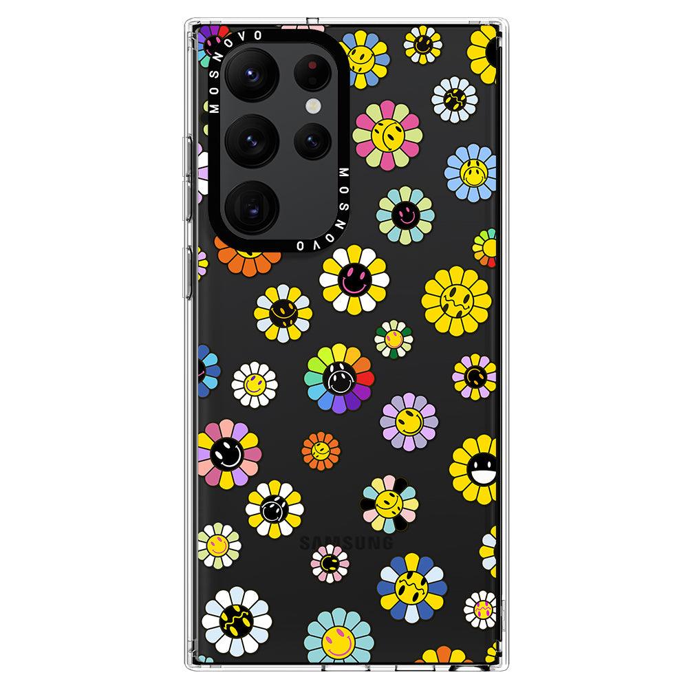 Flower Smiley Face Phone Case Samsung Galaxy S22 Ultra Case MOSNOVO