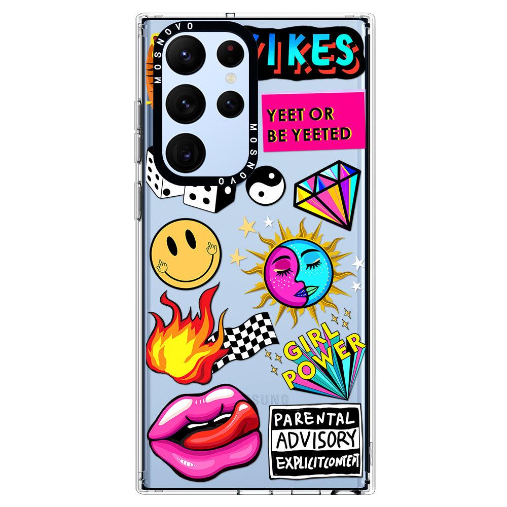 Funky Stickers Phone Case Samsung Galaxy S22 Ultra Case MOSNOVO