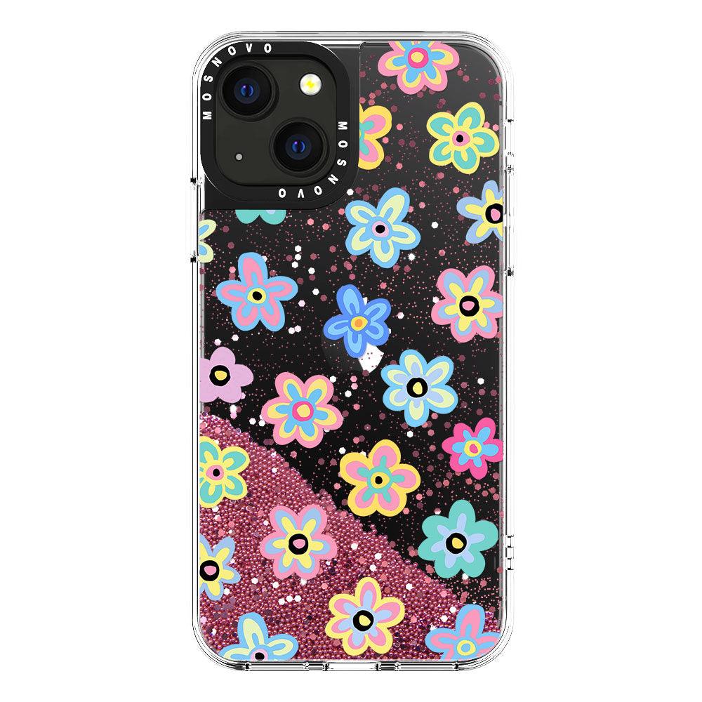 Groovy Flower Glitter Phone Case - iPhone 13 Case - MOSNOVO