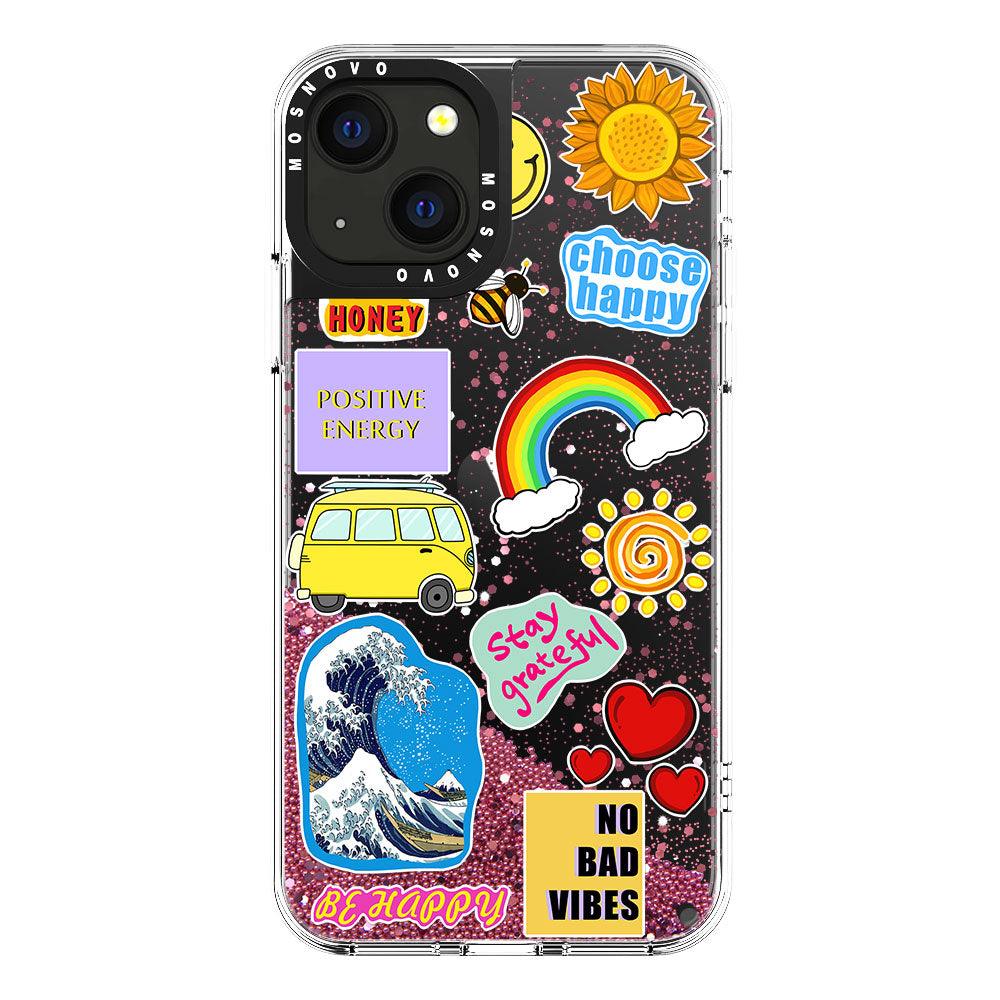 Happy Vibes Glitter Phone Case - iPhone 13 Case - MOSNOVO