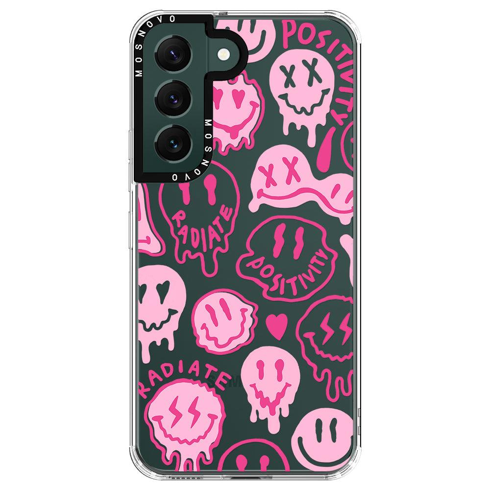 Pink Dripping Smiles Positivity Radiate Face Phone Case - Samsung Galaxy S22 Plus Case - MOSNOVO