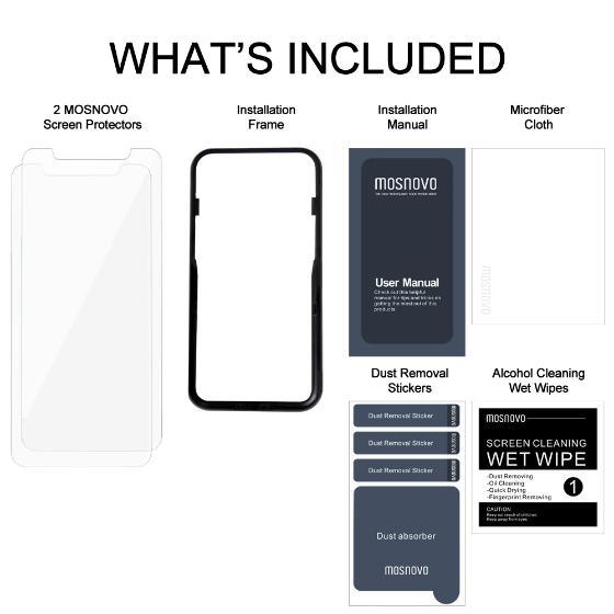 Premium Glass Screen Protector for iPhone XS (2 Pack) - [Easy Installation Kit include] - MOSNOVO