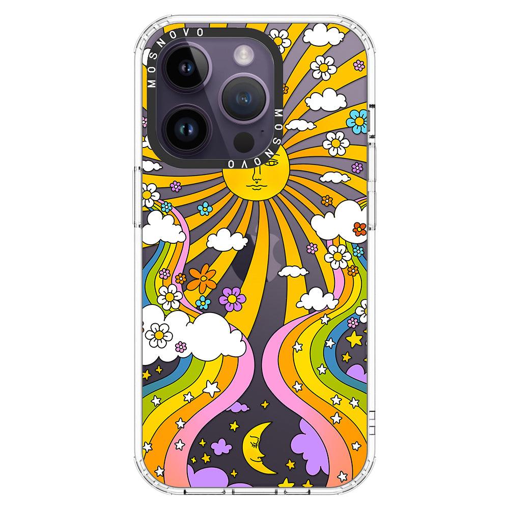Rainbow Sun and Moon Phone Case - iPhone 14 Pro Case - MOSNOVO