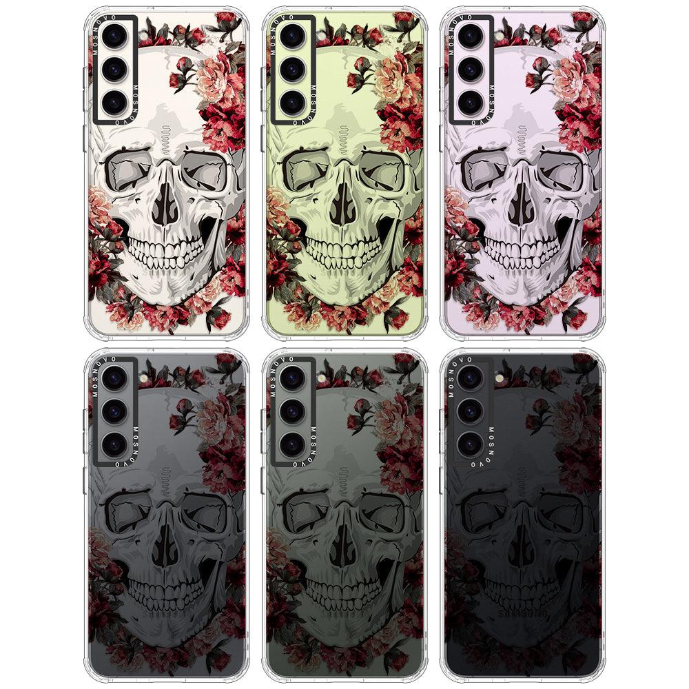 Red Flower Skull Phone Case - Samsung Galaxy S23 Plus Case - MOSNOVO