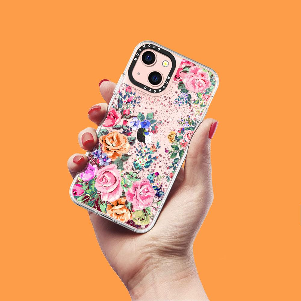 Rose Garden Glitter Phone Case - iPhone 13 Case - MOSNOVO