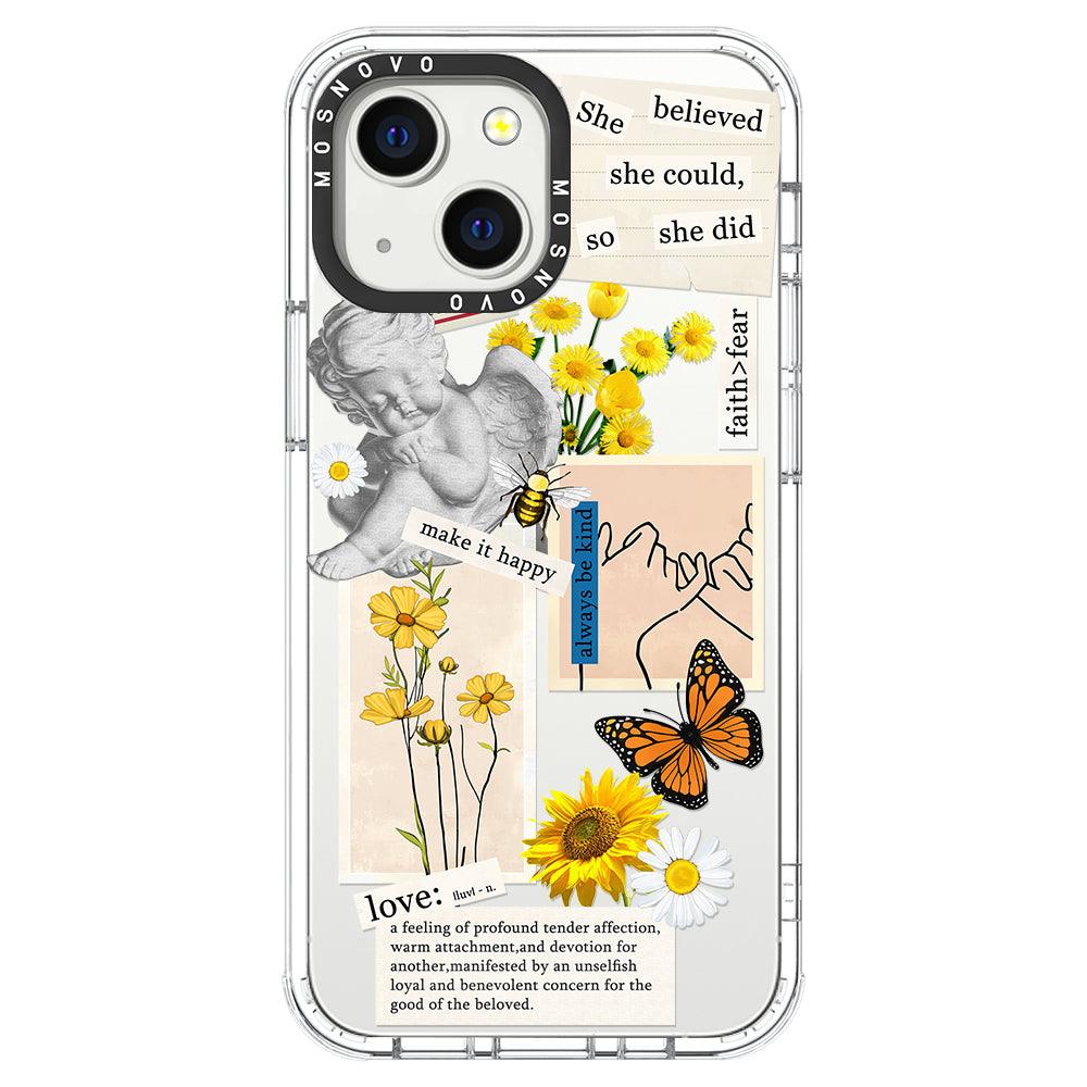 Vintage Collage Sunflower Butterfly Phone Case - iPhone 13 Case