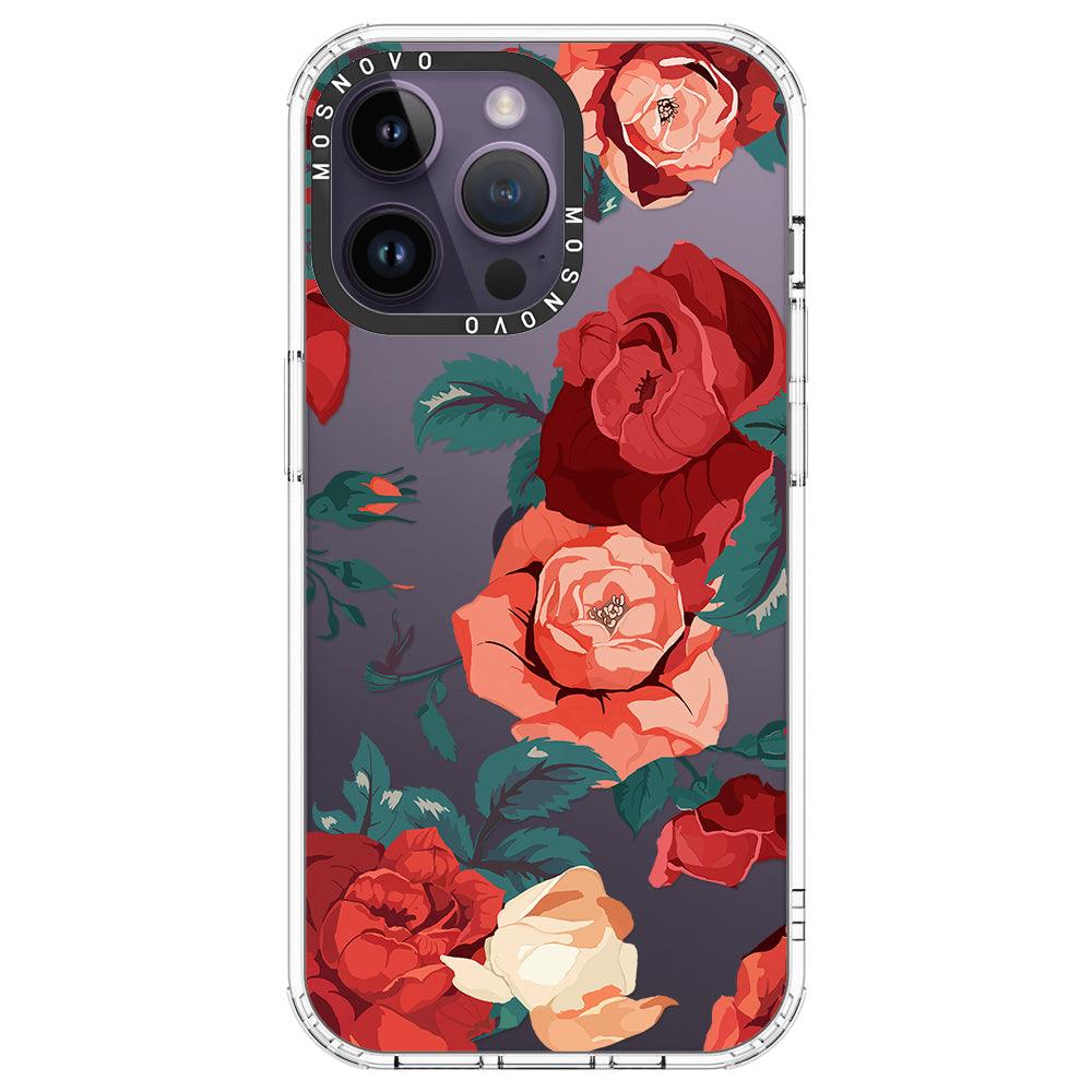Vintage Red Rose Phone Case iPhone 14 Pro Max Case MOSNOVO