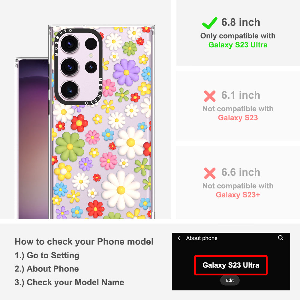 3D Flowers Phone Case - Samsung Galaxy S23 Ultra Case