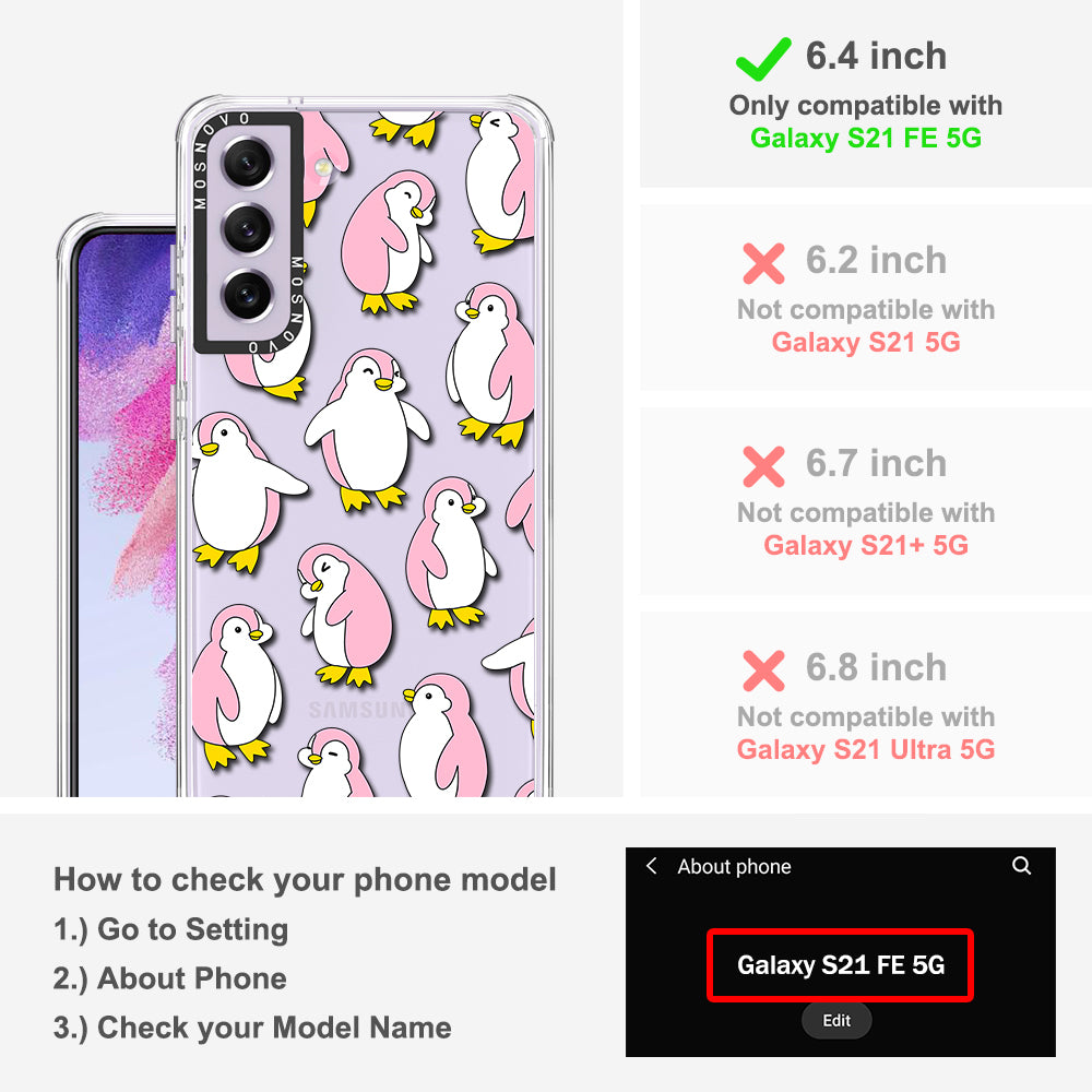 Pink Penguins Phone Case - Samsung Galaxy S21 FE Case