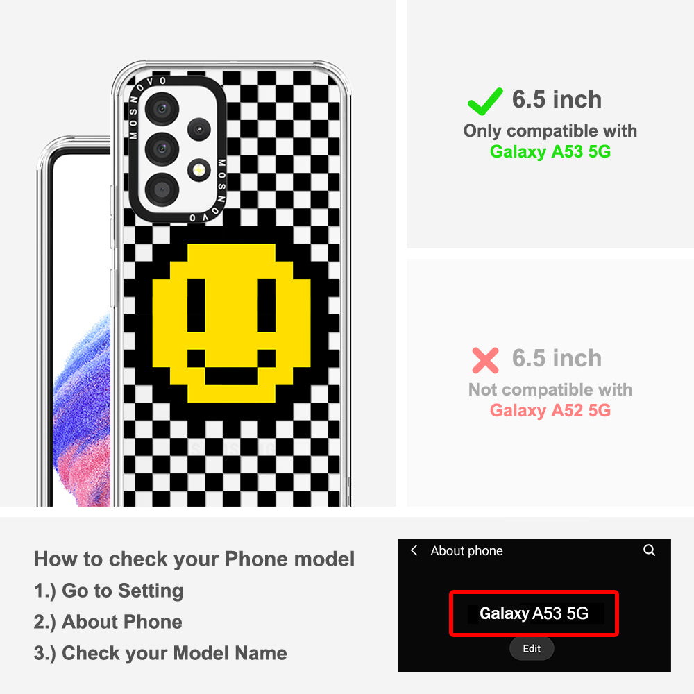 Smile Checkered Phone Case - Samsung Galaxy A53 Case