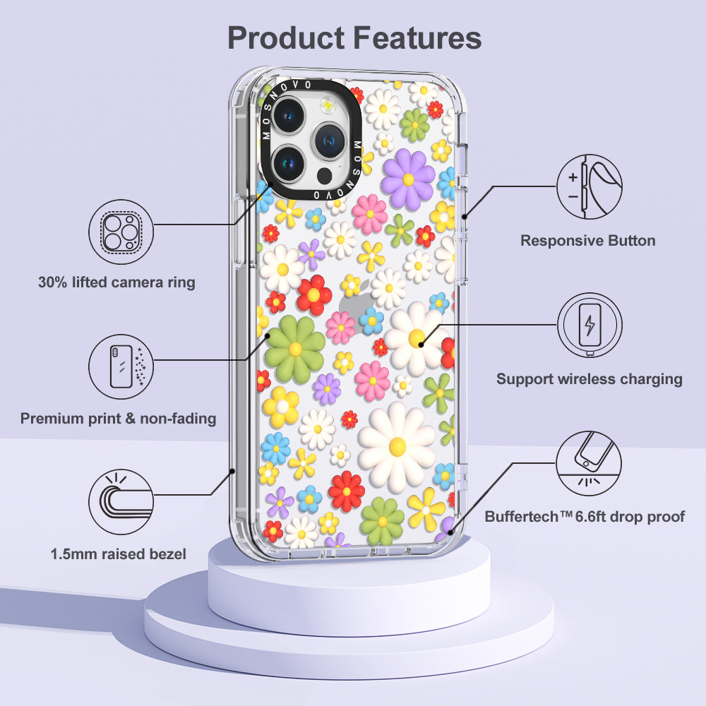 3D Flowers Phone Case - iPhone 12 Pro Max Case - MOSNOVO
