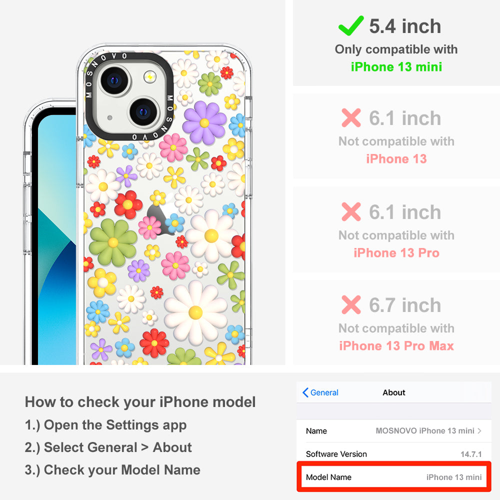 3D Flowers Phone Case - iPhone 13 MINI Case - MOSNOVO