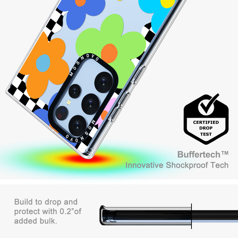 60's Checkered Floral Phone Case - Samsung Galaxy S22 Ultra Case