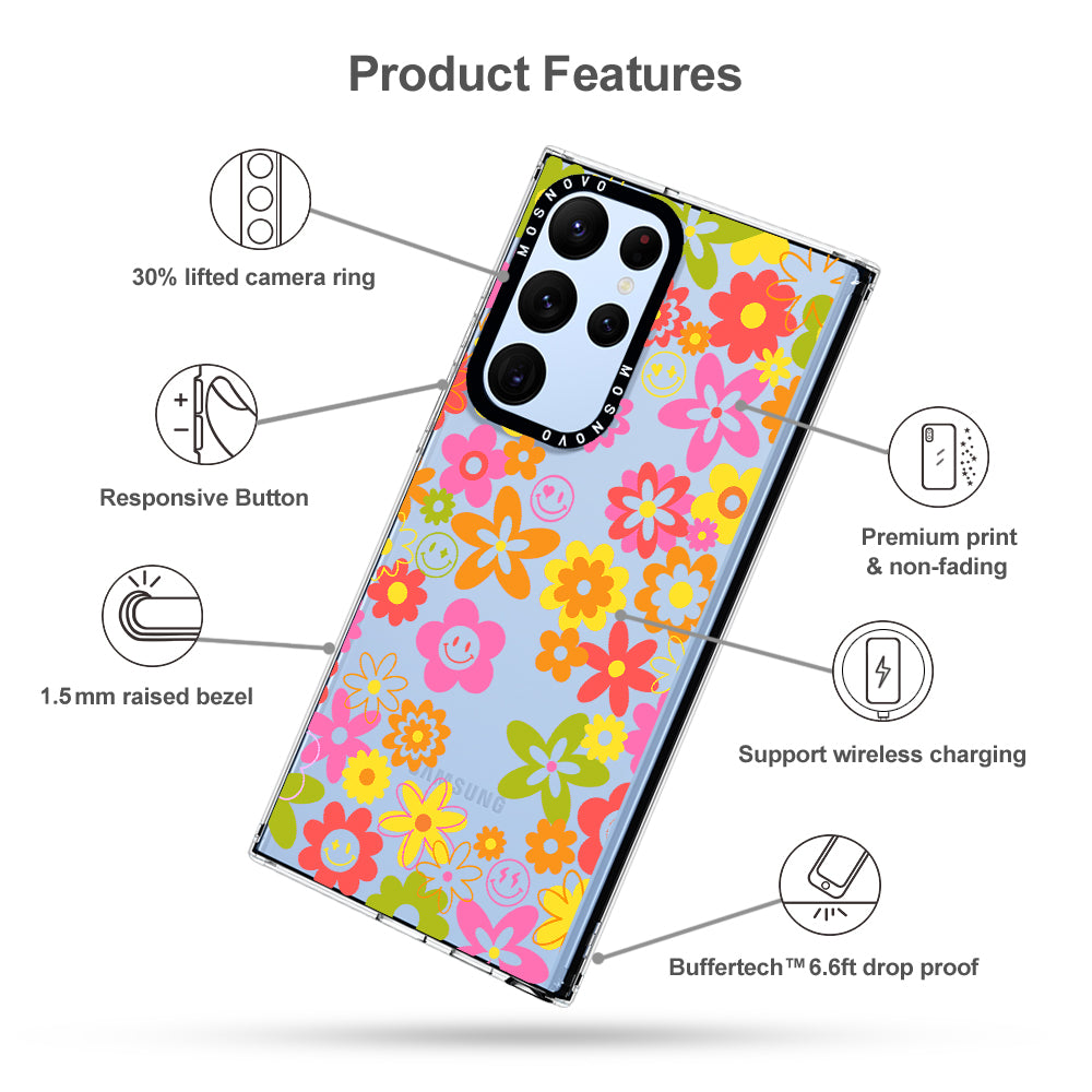70's Groovy Floral Phone Case - Samsung Galaxy S22 Ultra Case