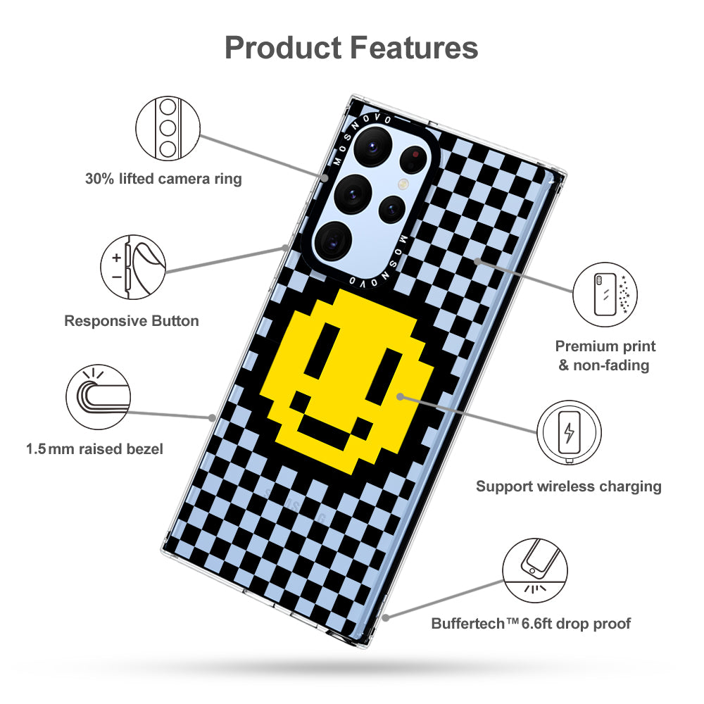 Smile Checkered Phone Case - Samsung Galaxy S22 Ultra Case