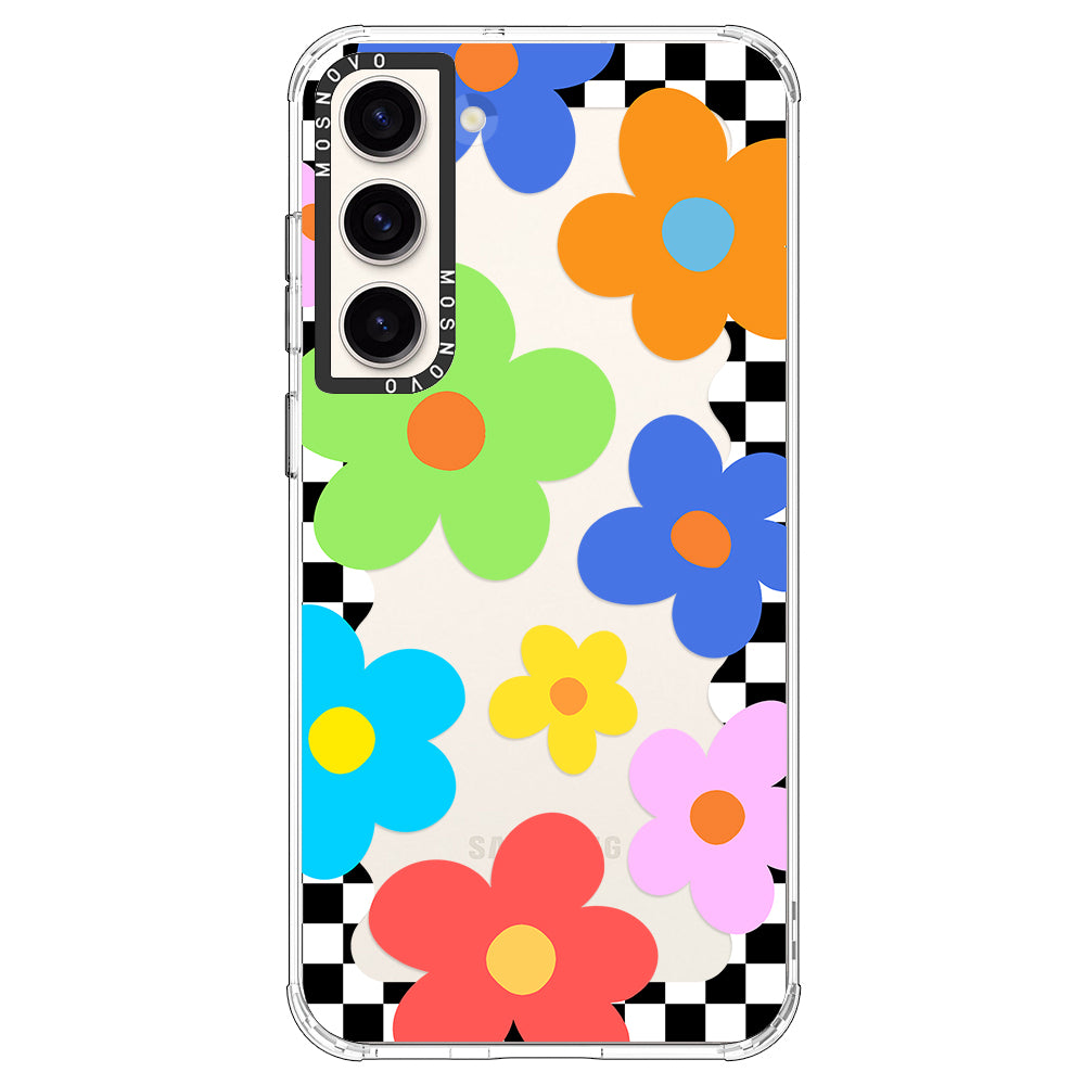 60's Checkered Floral Phone Case - Samsung Galaxy S23 Case