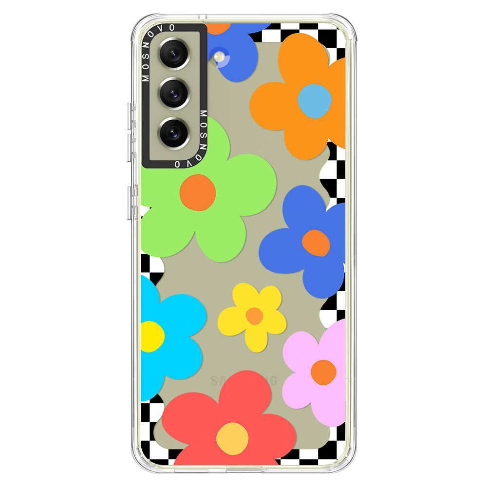 60's Checkered Floral Phone Case - Samsung Galaxy S21 FE Case