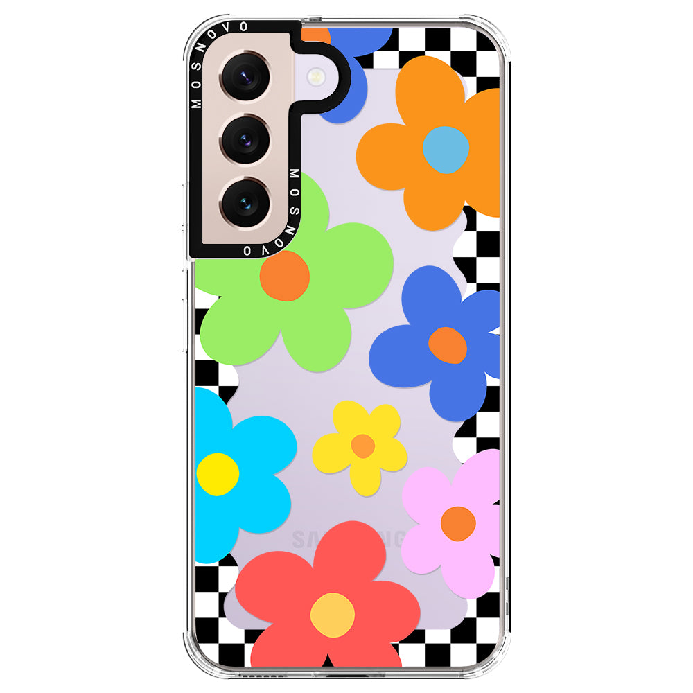 60's Checkered Floral Phone Case - Samsung Galaxy S22 Plus Case