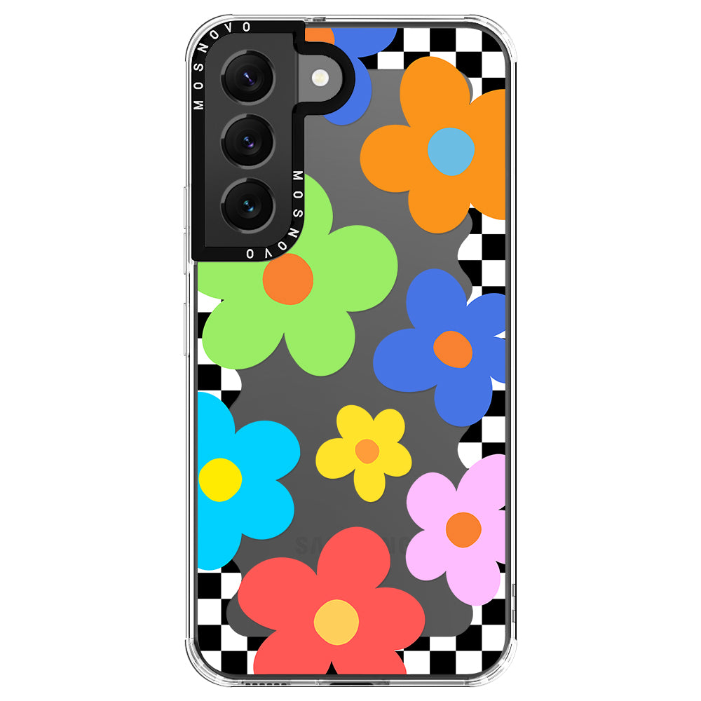 60's Checkered Floral Phone Case - Samsung Galaxy S22 Case