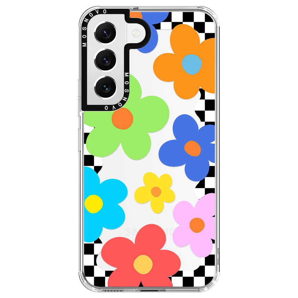 60's Checkered Floral Phone Case - Samsung Galaxy S22 Plus Case
