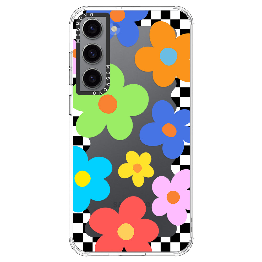 60's Checkered Floral Phone Case - Samsung Galaxy S23 Plus Case