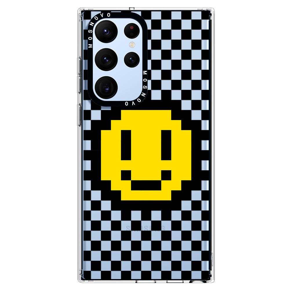 Smile Checkered Phone Case - Samsung Galaxy S22 Ultra Case