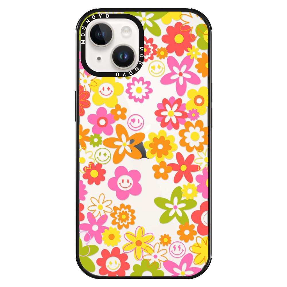 70's Groovy Floral Phone Case - iPhone 14 Case - MOSNOVO
