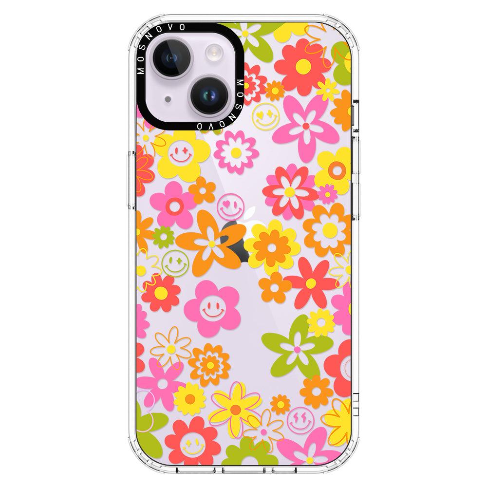 70's Groovy Floral Phone Case - iPhone 14 Case - MOSNOVO