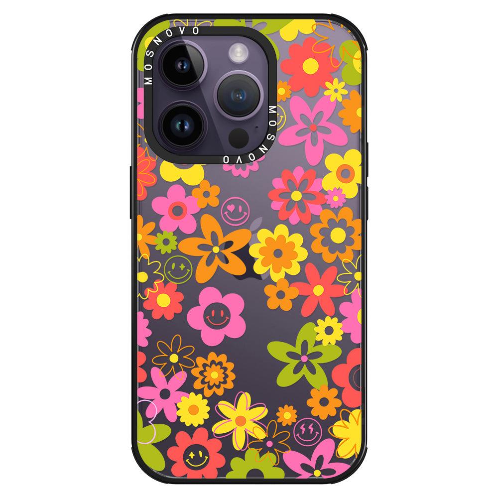 70's Groovy Floral Phone Case - iPhone 14 Pro Case - MOSNOVO