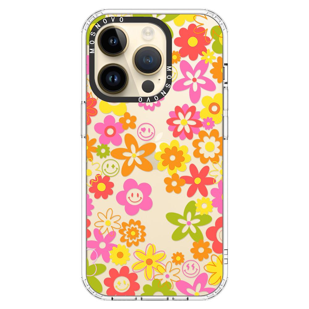 70's Groovy Floral Phone Case - iPhone 14 Pro Case - MOSNOVO